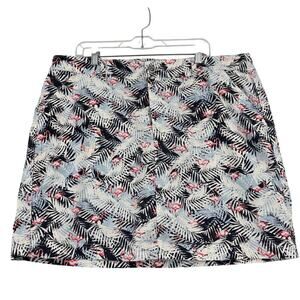 CJ Banks Skort Size 20W Blue Tropical Pink Flamingo Print Built In Short Pockets